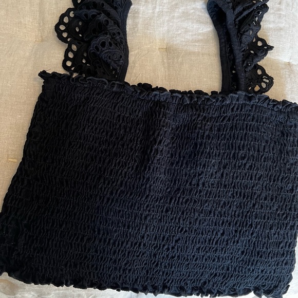 Anthropologie smocked cropped top M - Picture 2 of 4